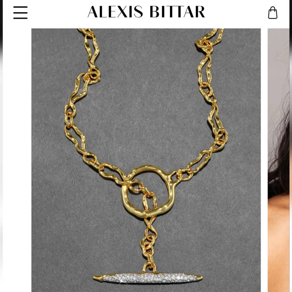Alexis Bittar Solanales Gold Crystal Toggle Necklace